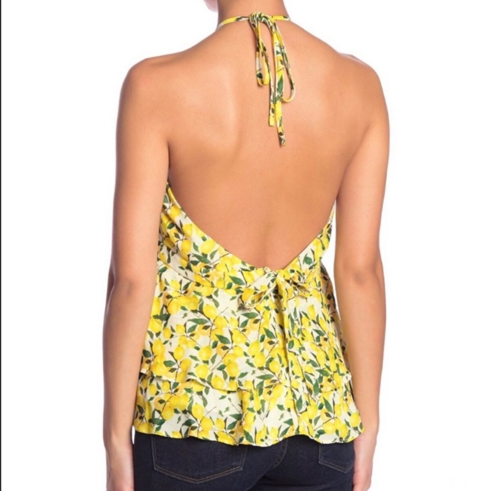 Parker Yellow Lemon Open Back Halter Top Blouse size Small - Picture 3 of 10